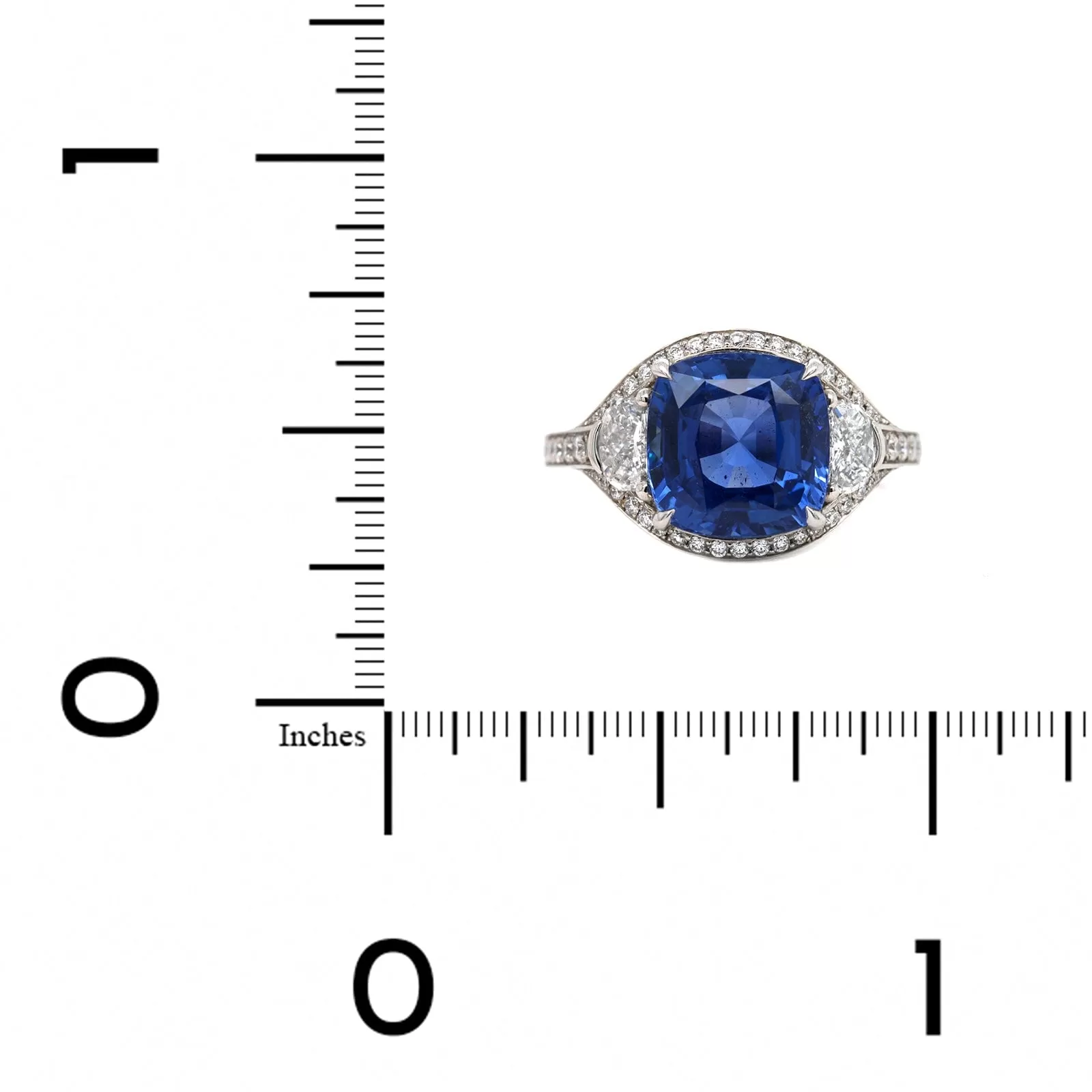 Platinum Cushion Cut Sapphire and Diamond Halo Ring