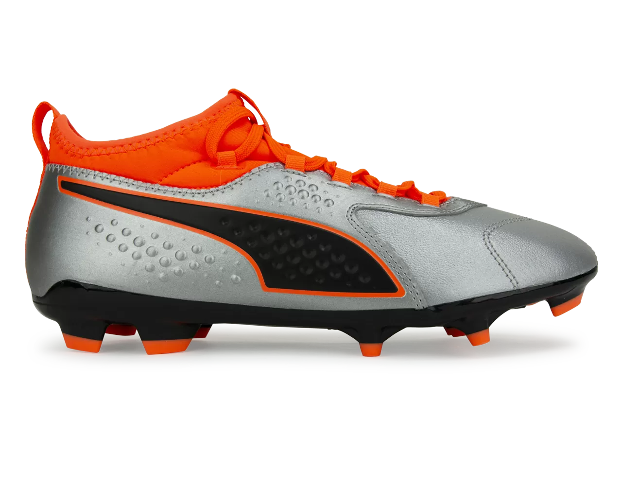 PUMA Men's One 3 Leather FG Silver Orange/Black