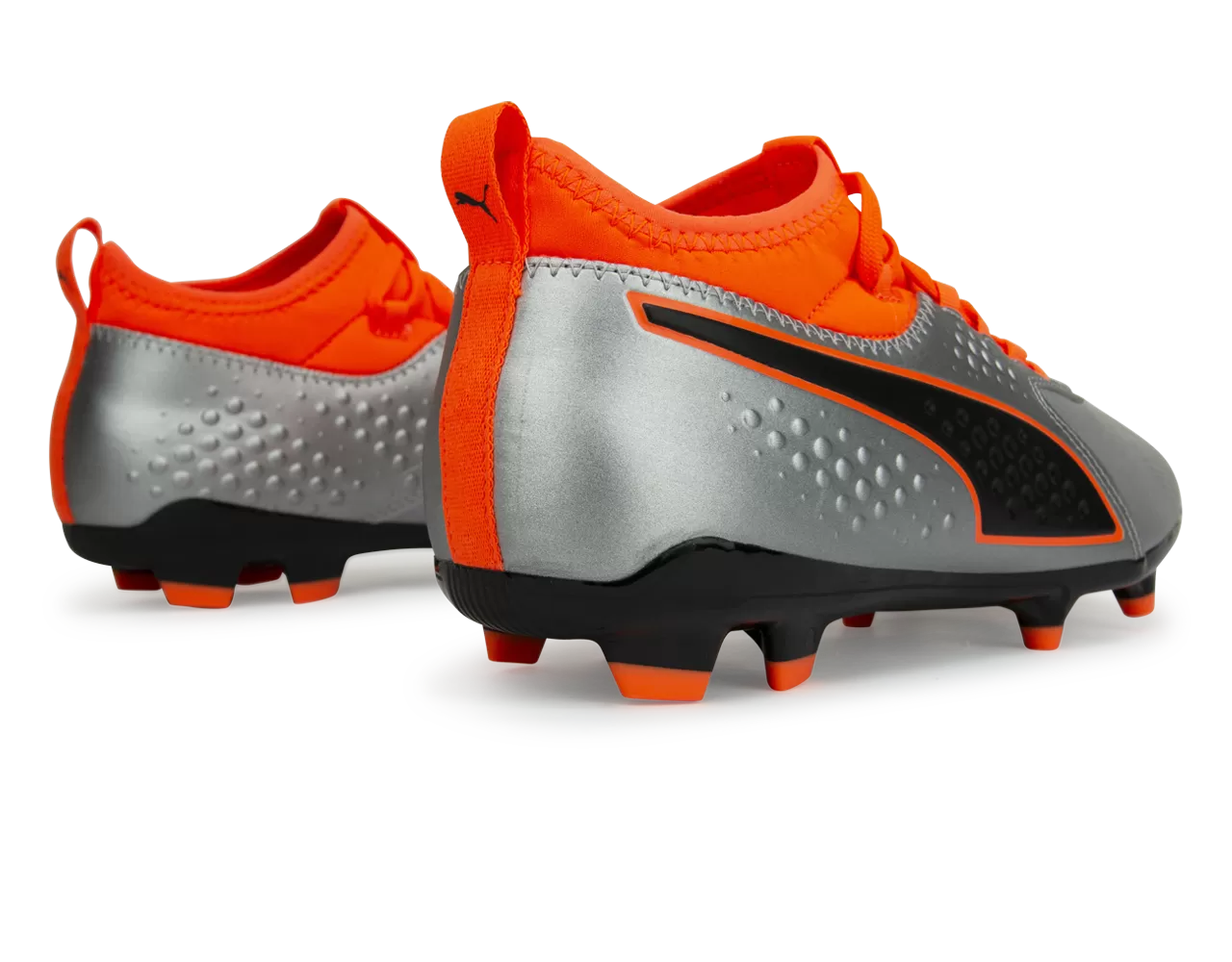 PUMA Men's One 3 Leather FG Silver Orange/Black