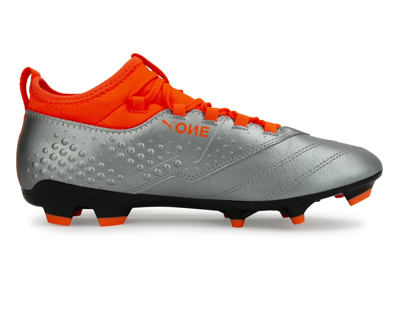 PUMA Men's One 3 Leather FG Silver Orange/Black