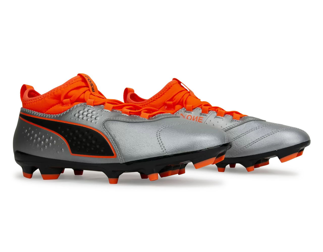 PUMA Men's One 3 Leather FG Silver Orange/Black