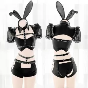 Punk rabbit goth cosplay set