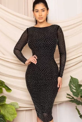 RANSLUCENT RHINESTONE MIDI DRESS