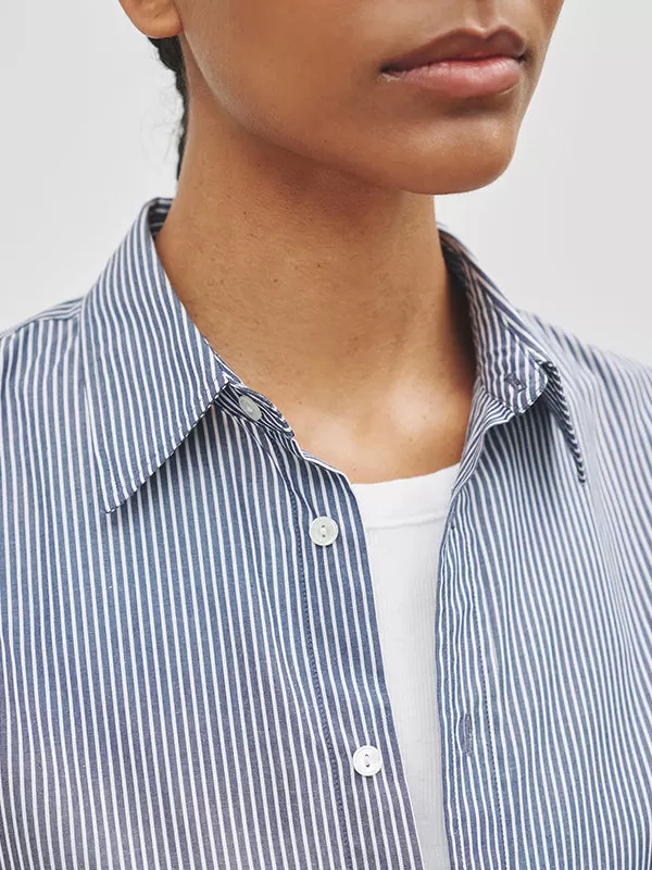 Raphael Classic Shirt in Navy/White Stripe