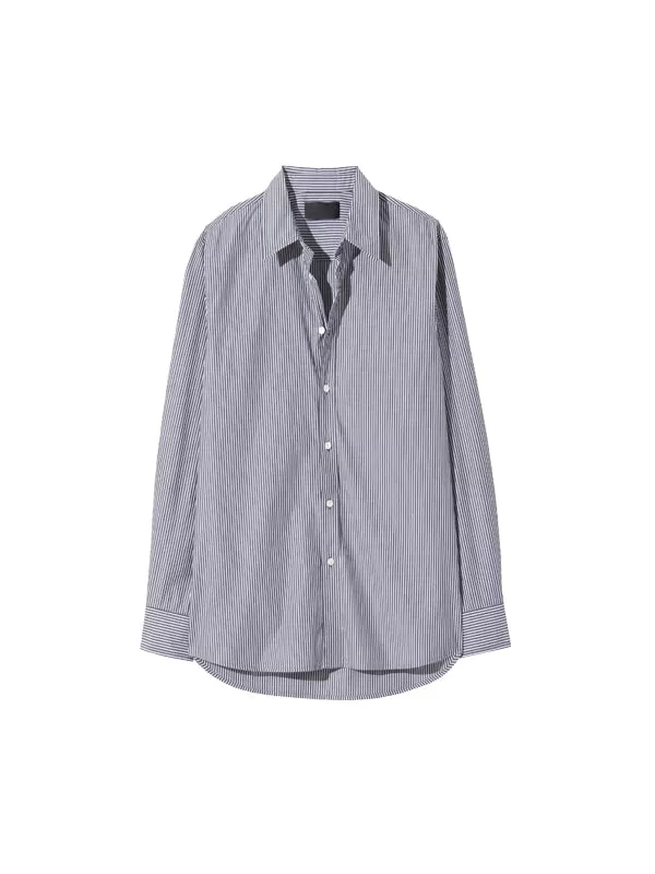 Raphael Classic Shirt in Navy/White Stripe