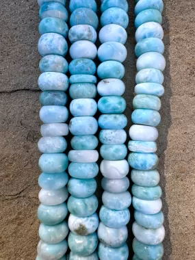 RARE Larimar BIG 10mm Rondelle Beads, 8 inch Strand