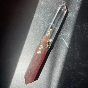 Red Aventurine & Clear Quartz Crystal Wand