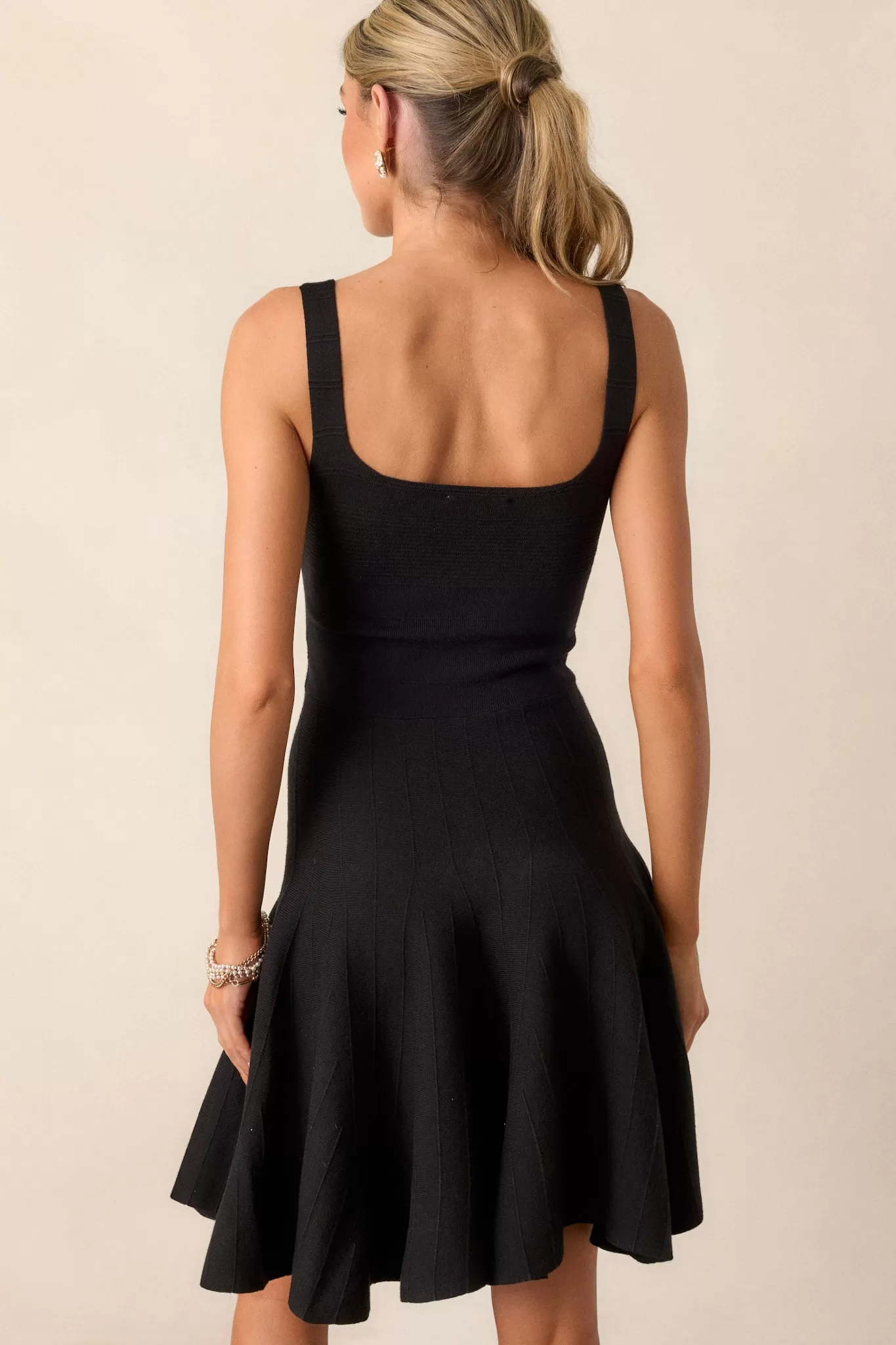 River of Dreams Black Ribbed Sleeveless Mini Dress