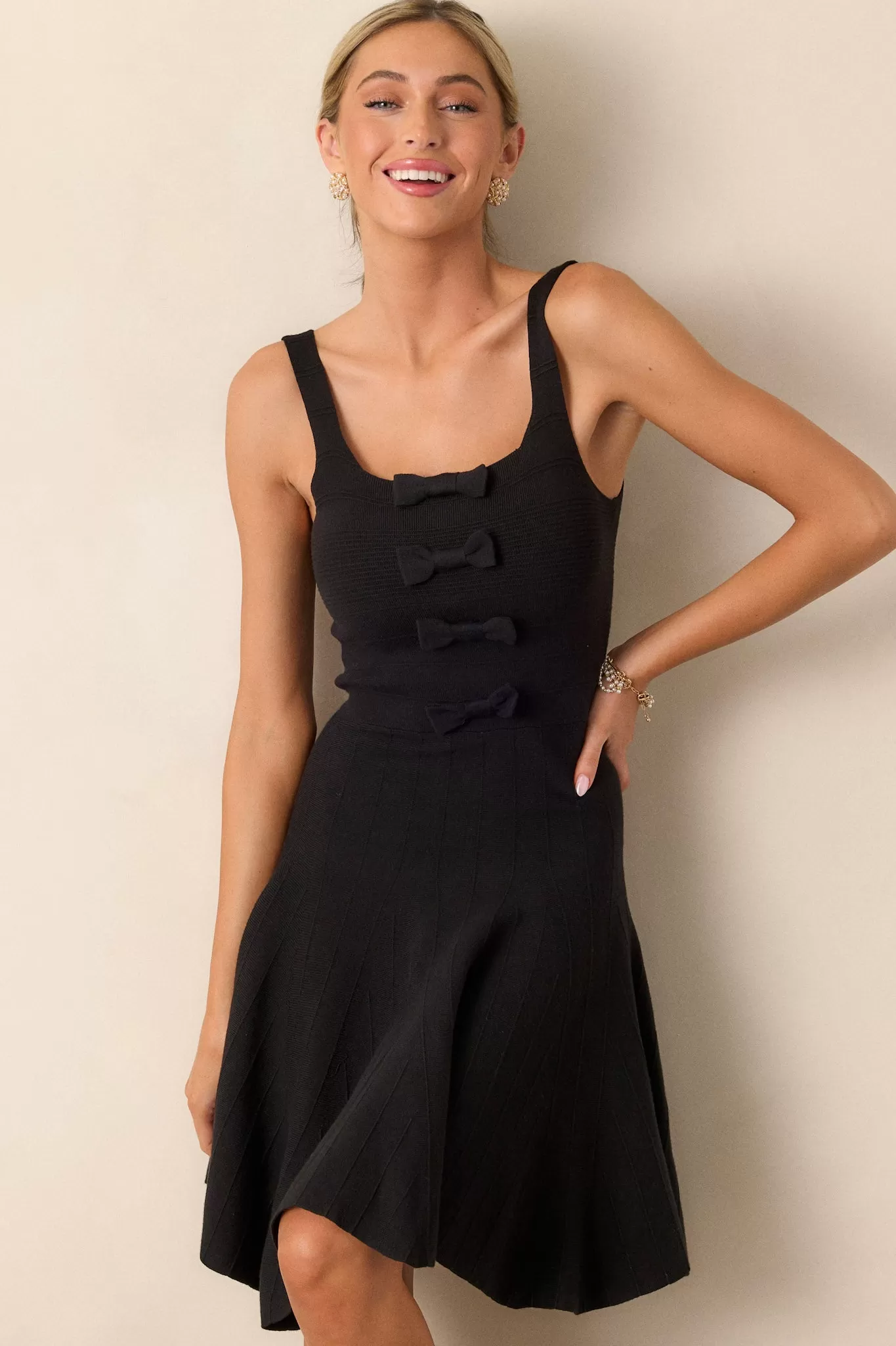 River of Dreams Black Ribbed Sleeveless Mini Dress