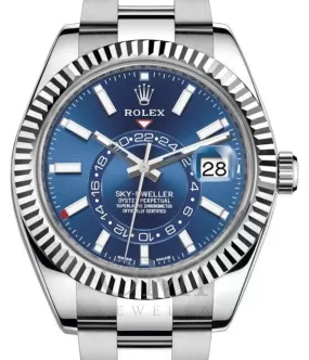 ROLEX OYSTER PERPETUAL SKY-DWELLER 326934 42MM BLUE INDEX DIAL WITH STAINLESS STEEL OYSTER BRACELET