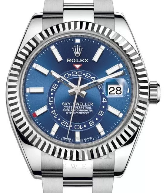 ROLEX OYSTER PERPETUAL SKY-DWELLER 326934 42MM BLUE INDEX DIAL WITH STAINLESS STEEL OYSTER BRACELET