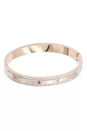 Roman Numerals Crystal Edge Metal Bangle