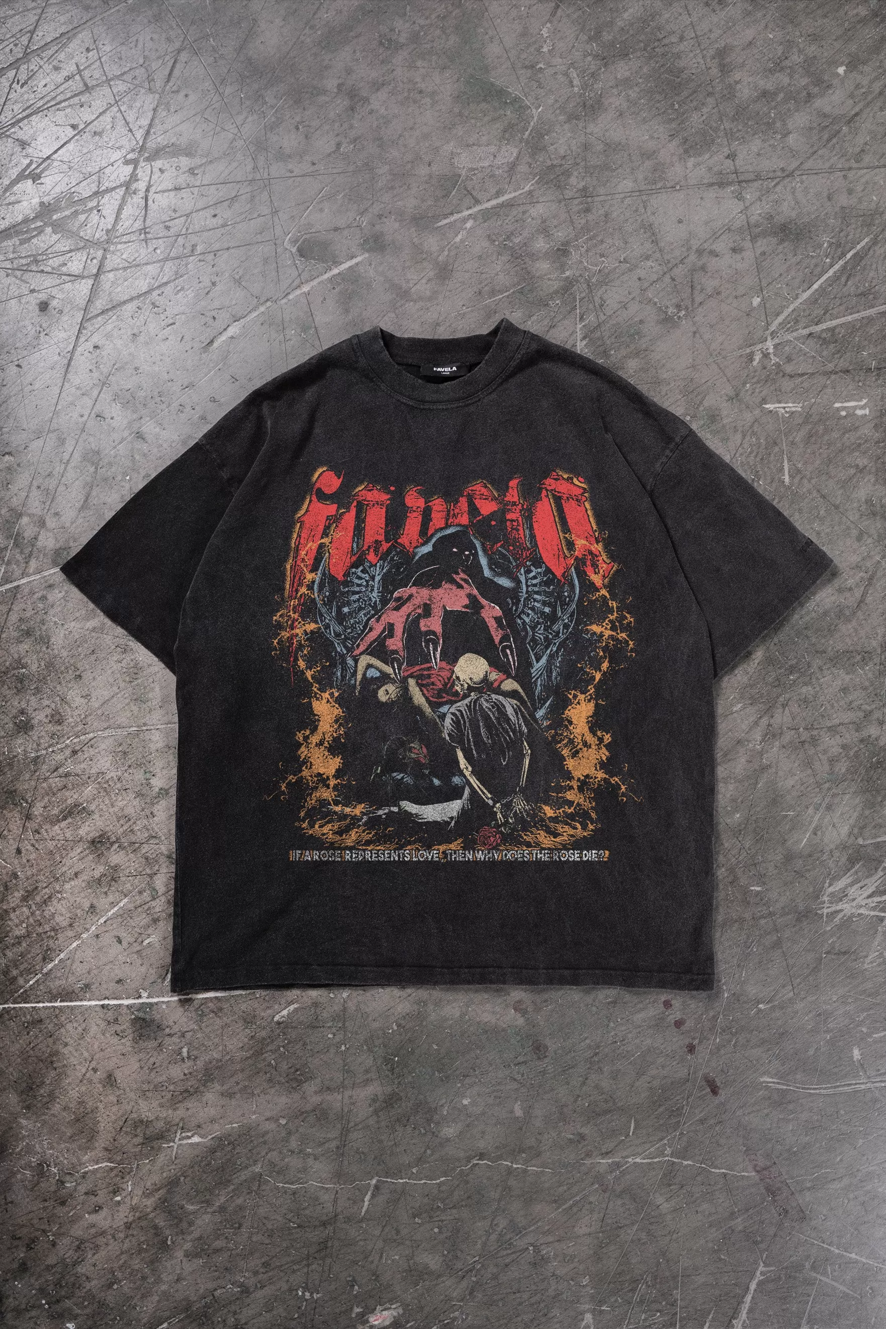 ROSE BLACK WASHED T-SHIRT