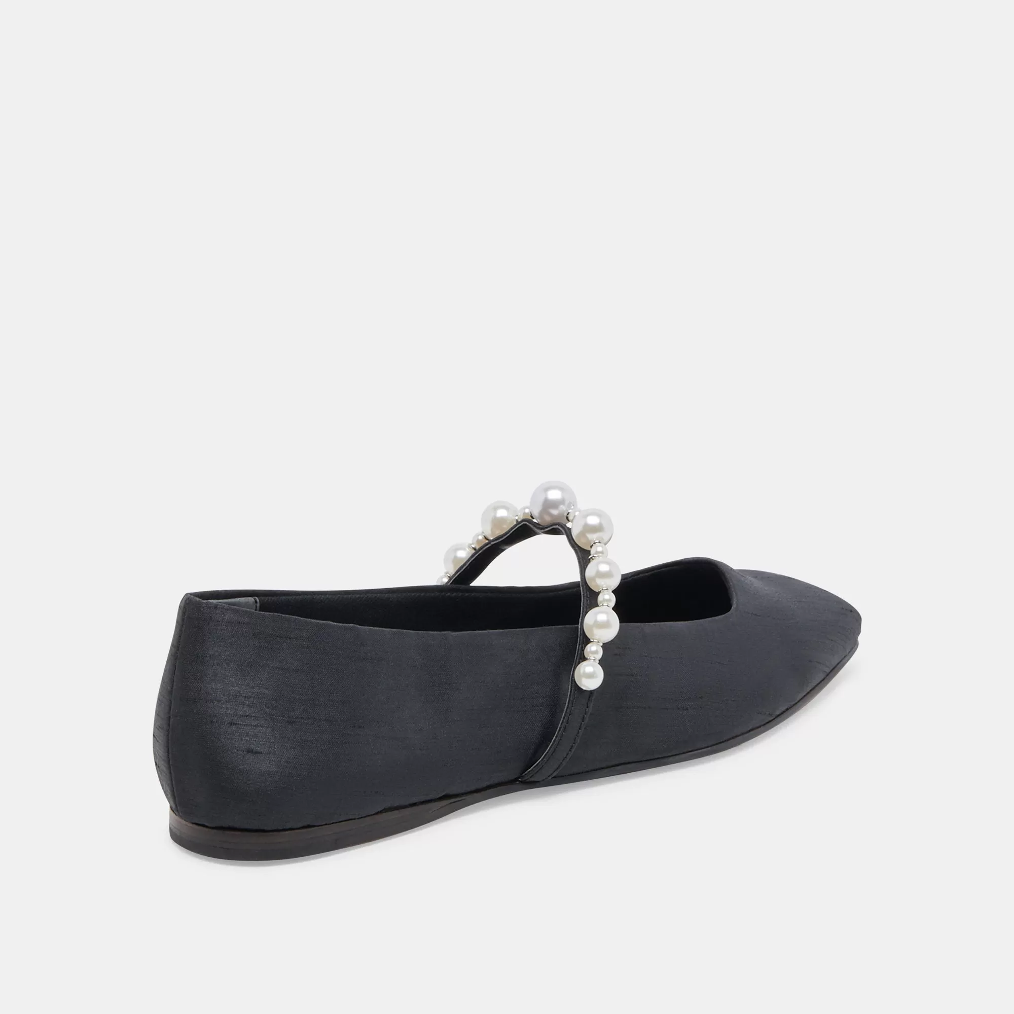 ROXANA PEARL BALLET FLATS ONYX SATIN