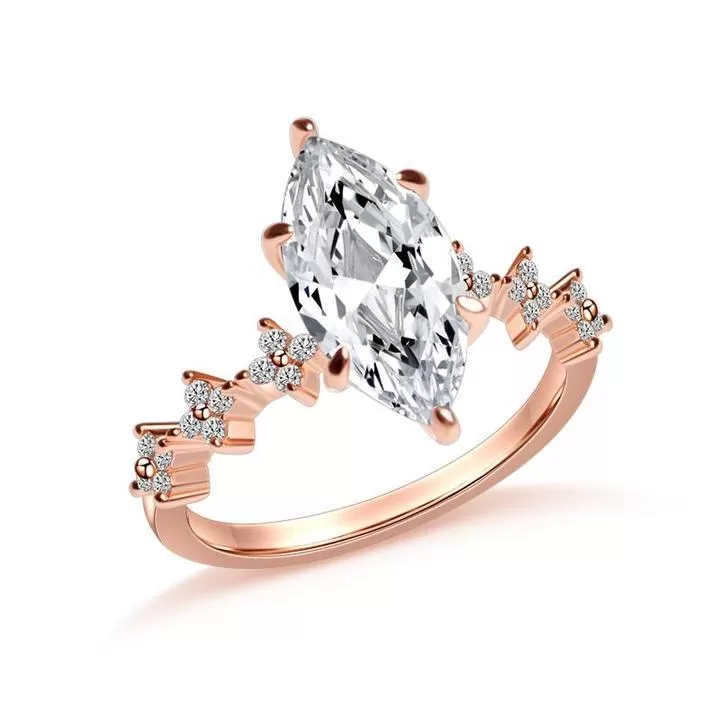 Shape of Flower Marquise Cut Engagement Ring