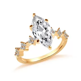 Shape of Flower Marquise Cut Engagement Ring