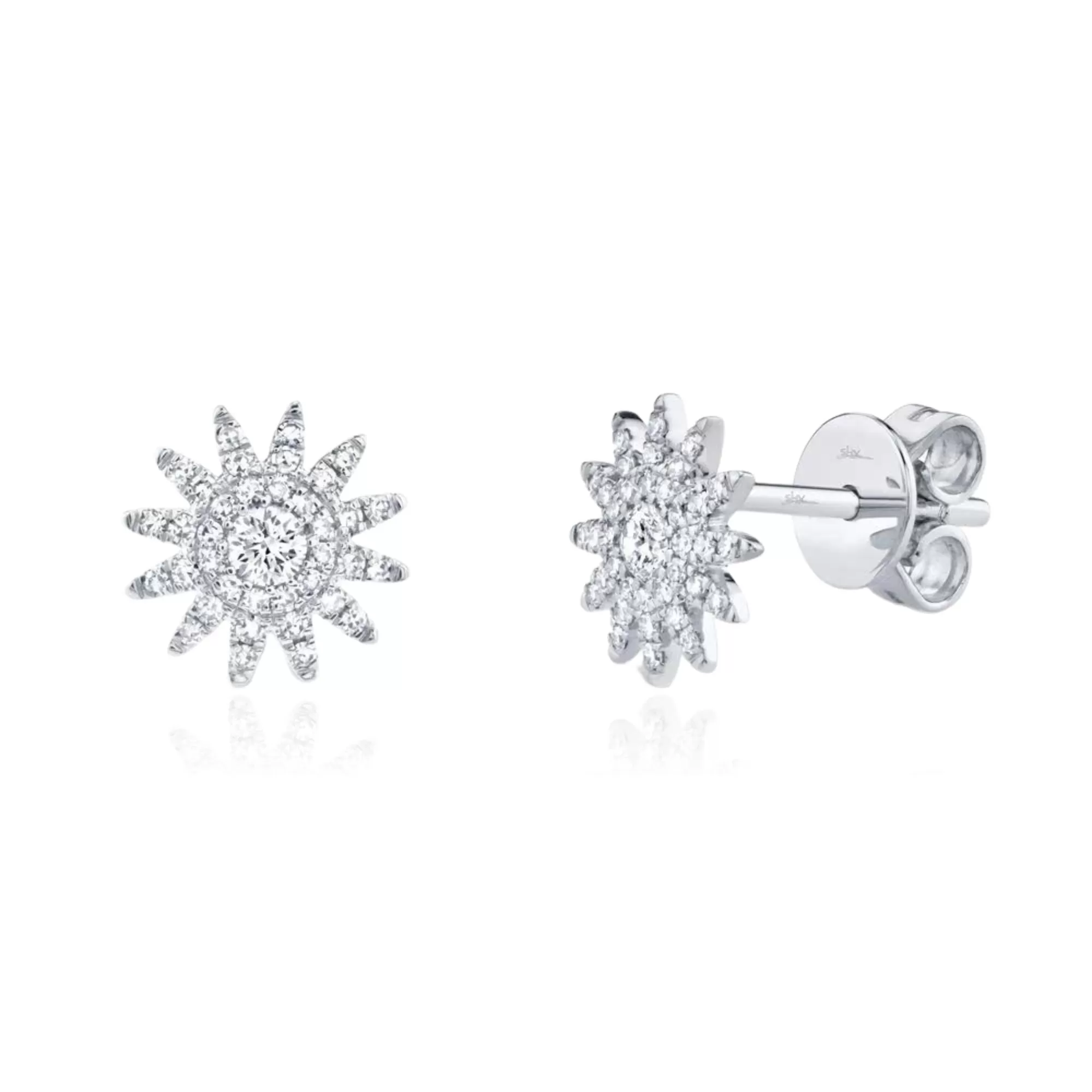 SHY CREATION 14K WHITE GOLD DIAMOND STARBURST STUD EARRINGS - 0.24CTW