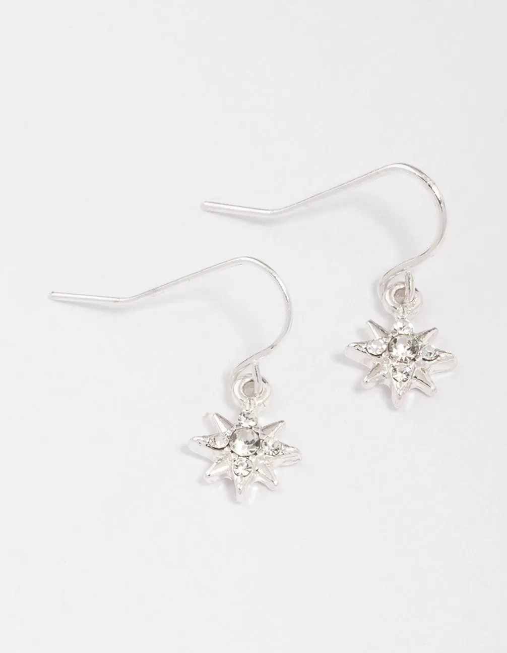 Silver Diamante Star Drop Earrings