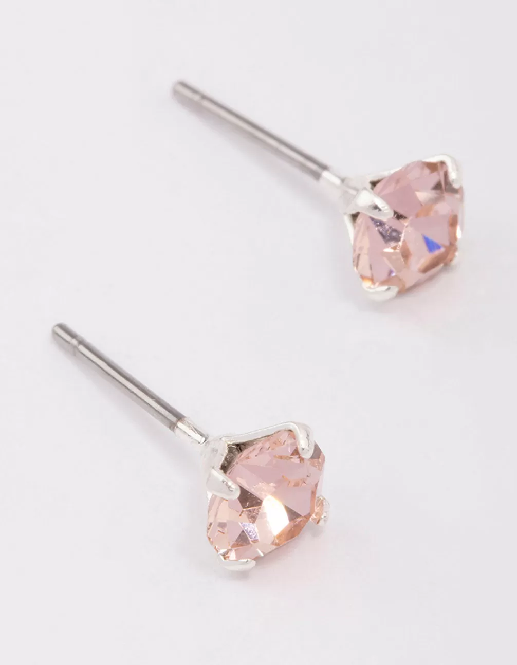 Silver Round Blush Crystal Stud Earrings