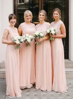 Simple Bridesmaid Dress A Line O Neck Chiffon Formal Party Dresses ER2164