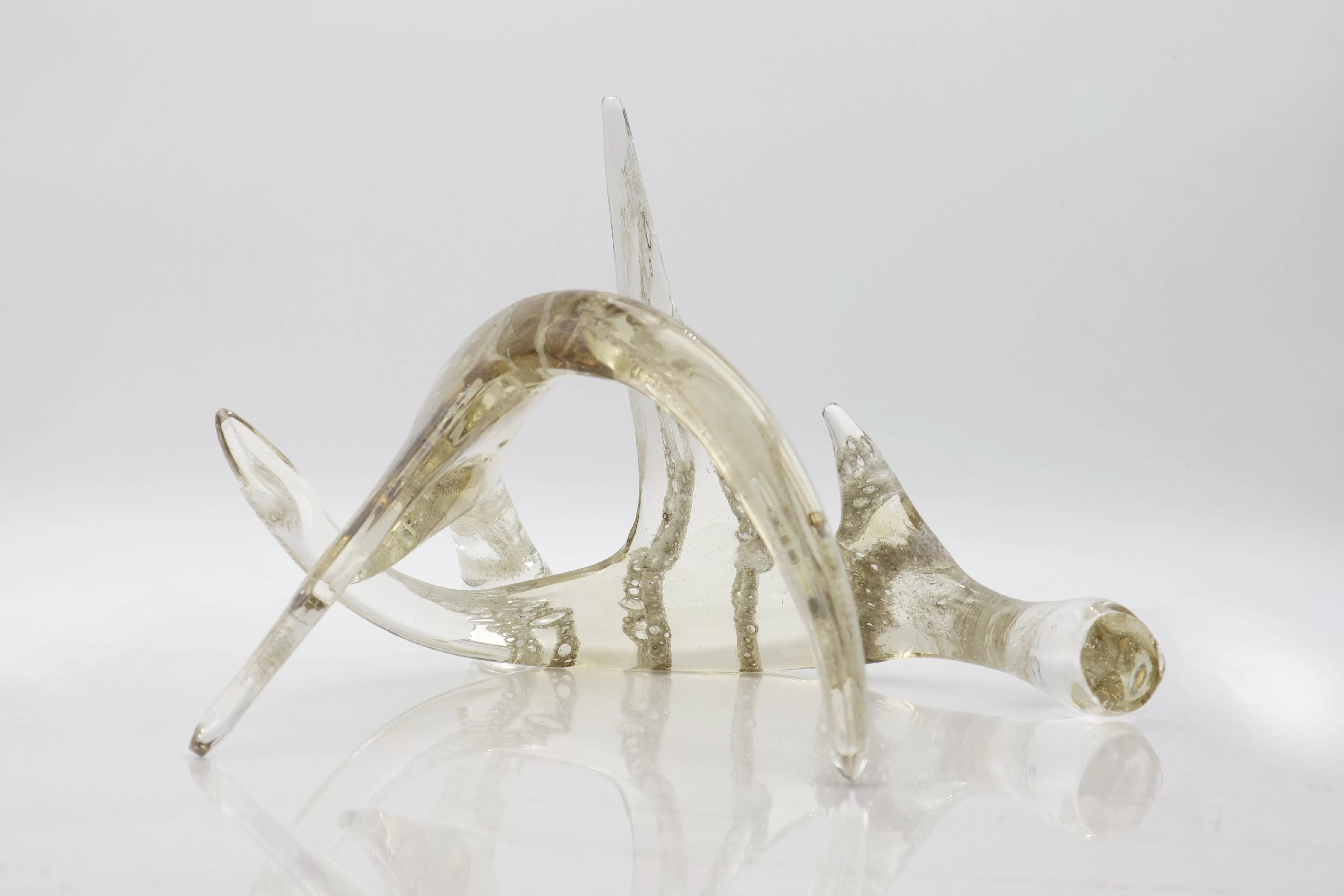 Single Glass Deer Antlers with Cremation Ash