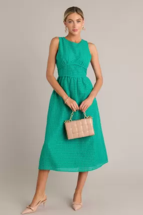 Sophisticated Style Green Sleeveless Midi Dress