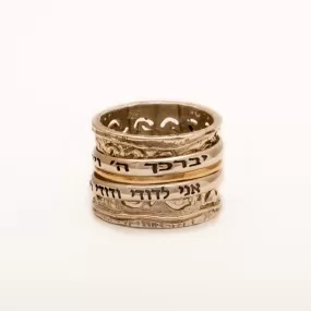 Spinning Ring 9K Gold and Sterling Silver With Crystal Stone and bible quote #10