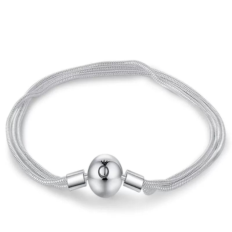 Sterling Silver Clasp Basic Bracelet Bangles