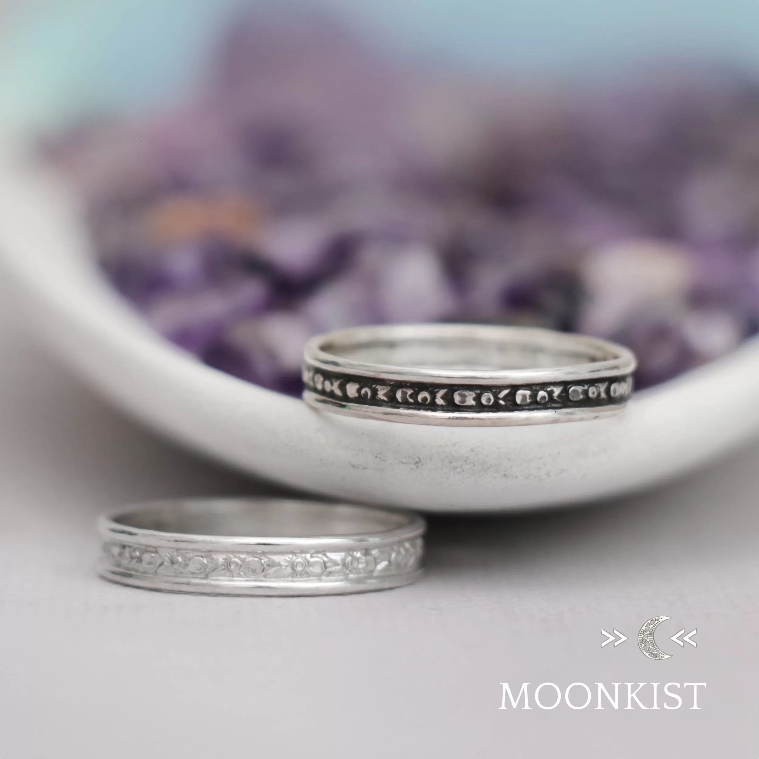 Sterling Silver Iris Wide Wedding Band | Moonkist Designs