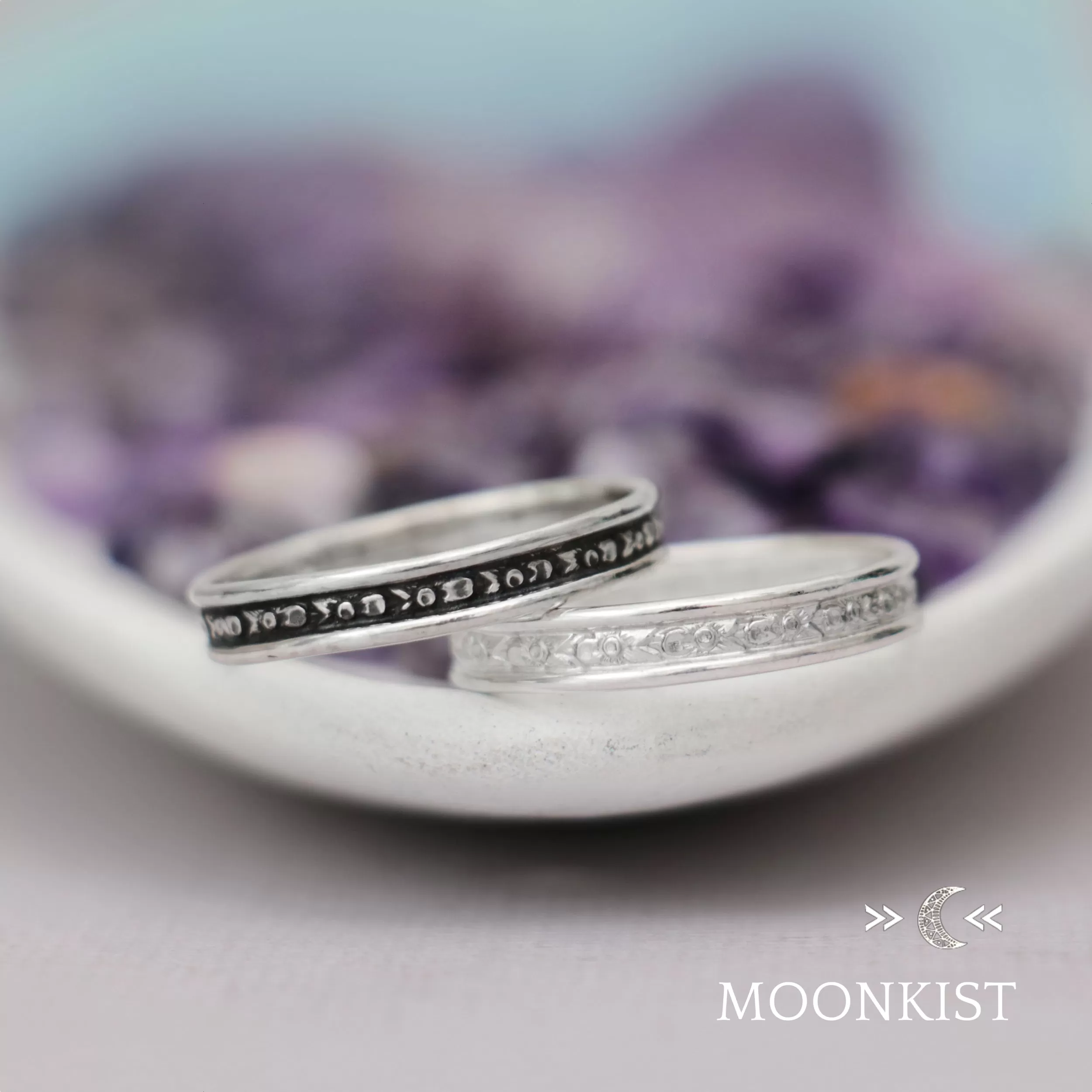 Sterling Silver Iris Wide Wedding Band | Moonkist Designs