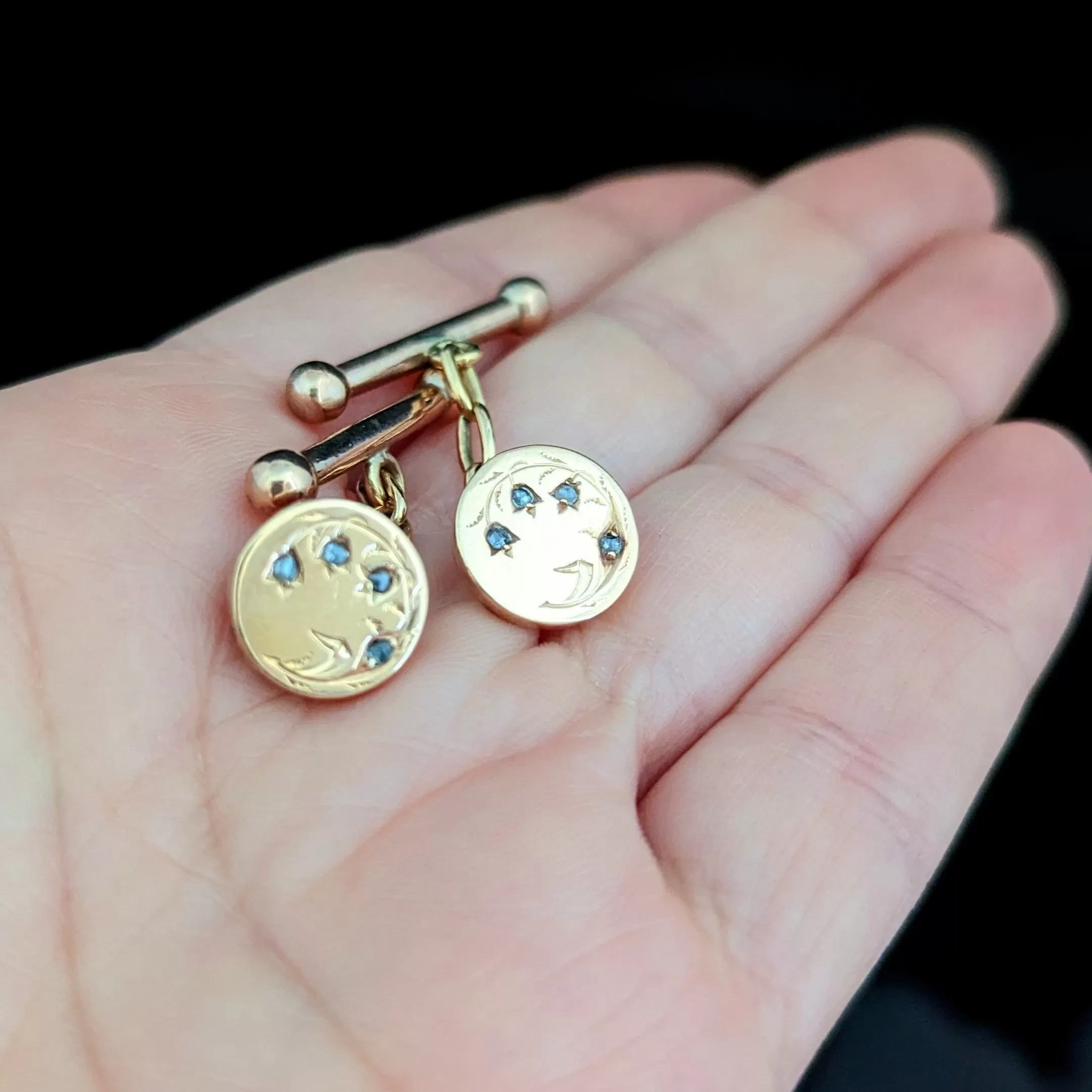 The Paducah - Antique Diamond 10k Gold Cufflinks with Snowdrops