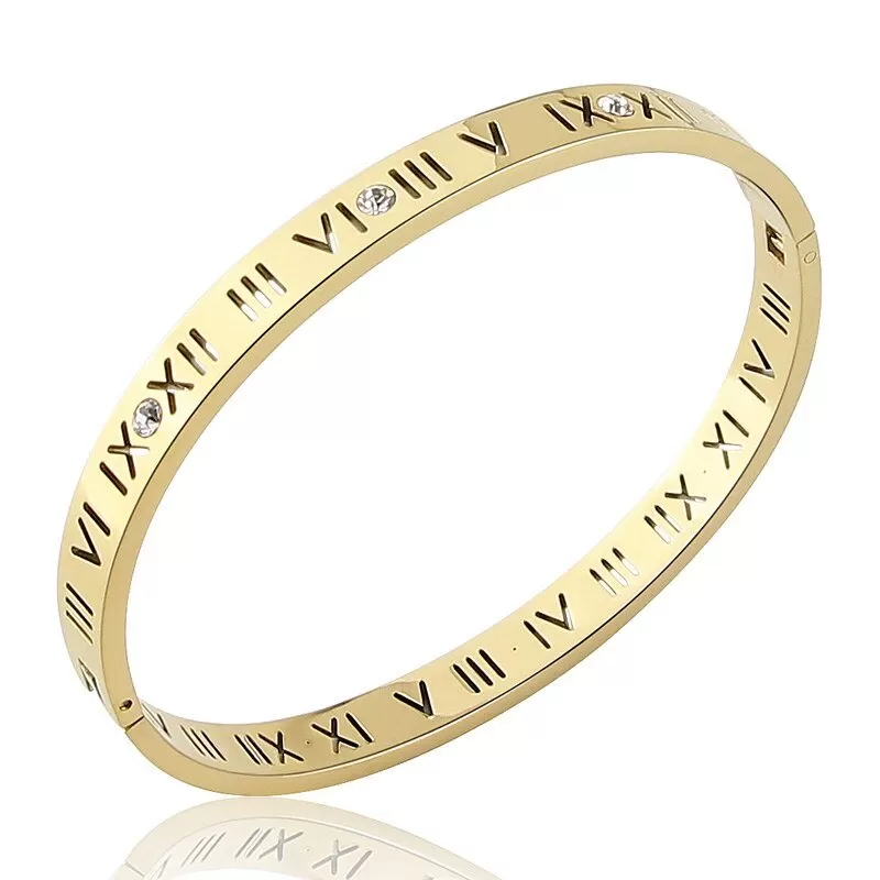 Titanium Steel Bangles Roman Numerals