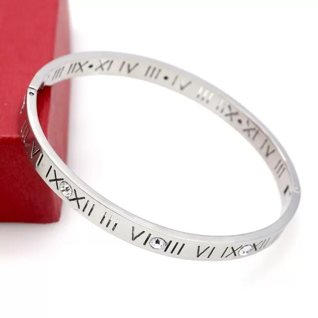 Titanium Steel Bangles Roman Numerals