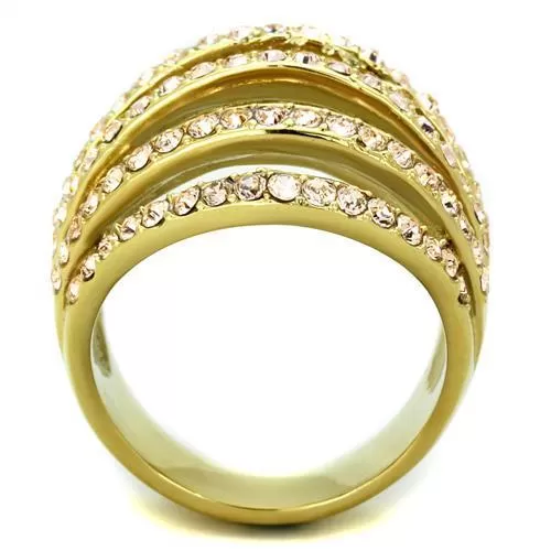 TK1637 IP Gold(Ion Plating) Stainless Steel Ring with Top Grade Crystal in Light Peach