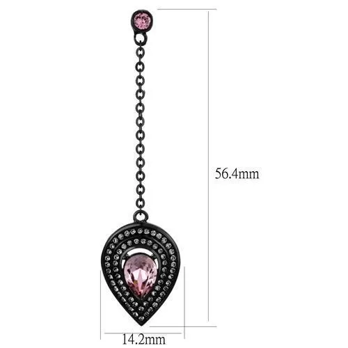 TK2380 IP Black(Ion Plating) Stainless Steel Earrings with Top Grade Crystal in Light Rose