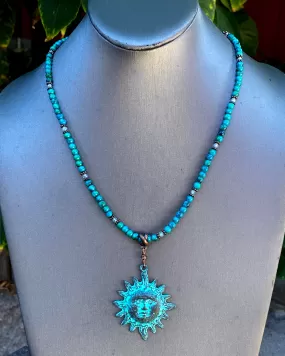 Turquoise and Blue Topaz Sun Necklace