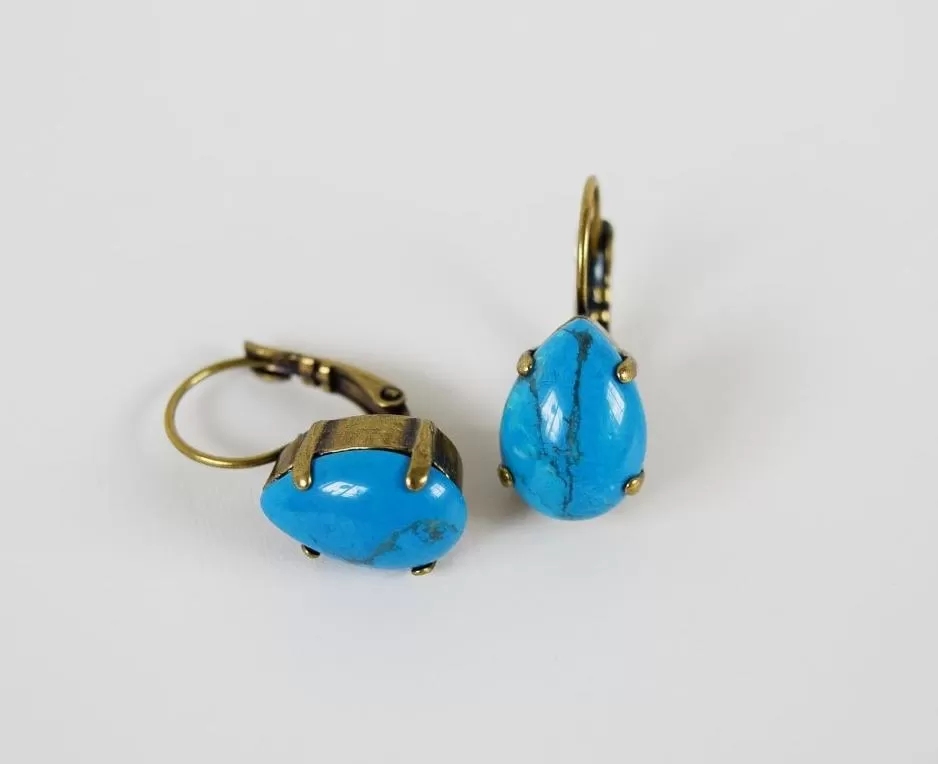 Turquoise Blue Earrings - Medium Teardrop