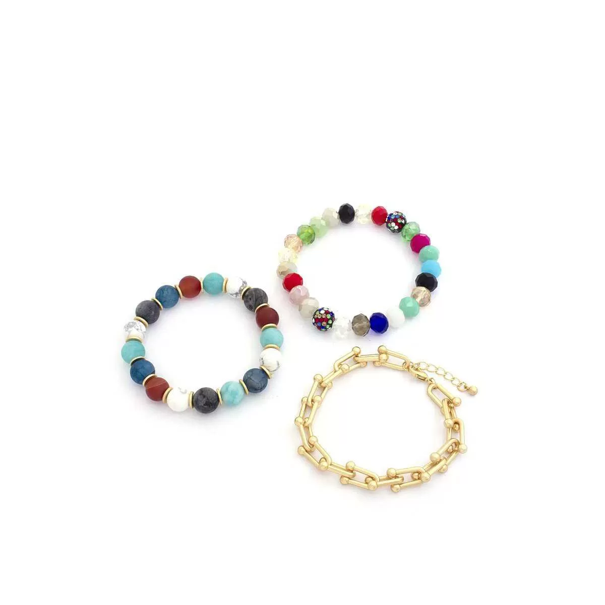 U Link Stone Beaded Bracelet Set.