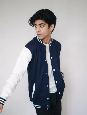 Varsity Bomber Jacket - Navy Blue - UNISEX