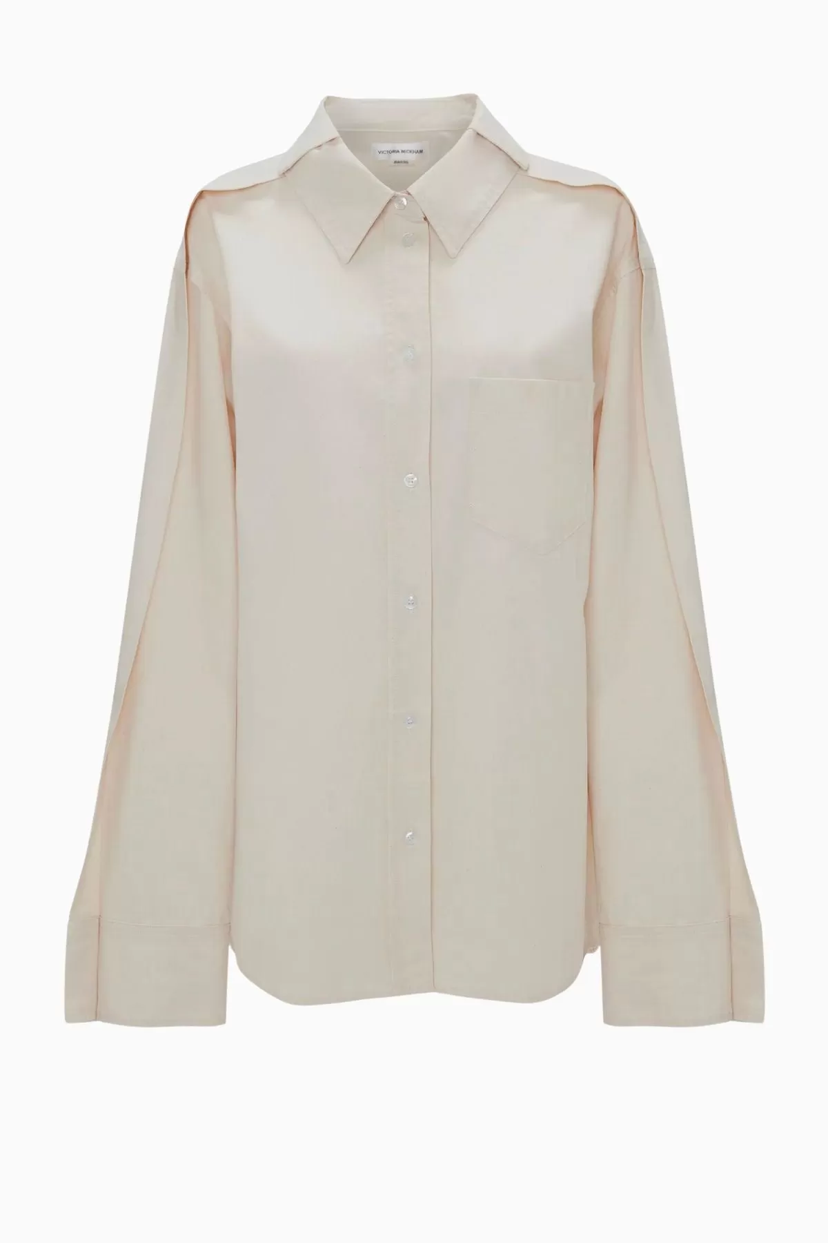 Victoria Beckham Oversized Pleat Detail Denim Shirt - Raw Ecru