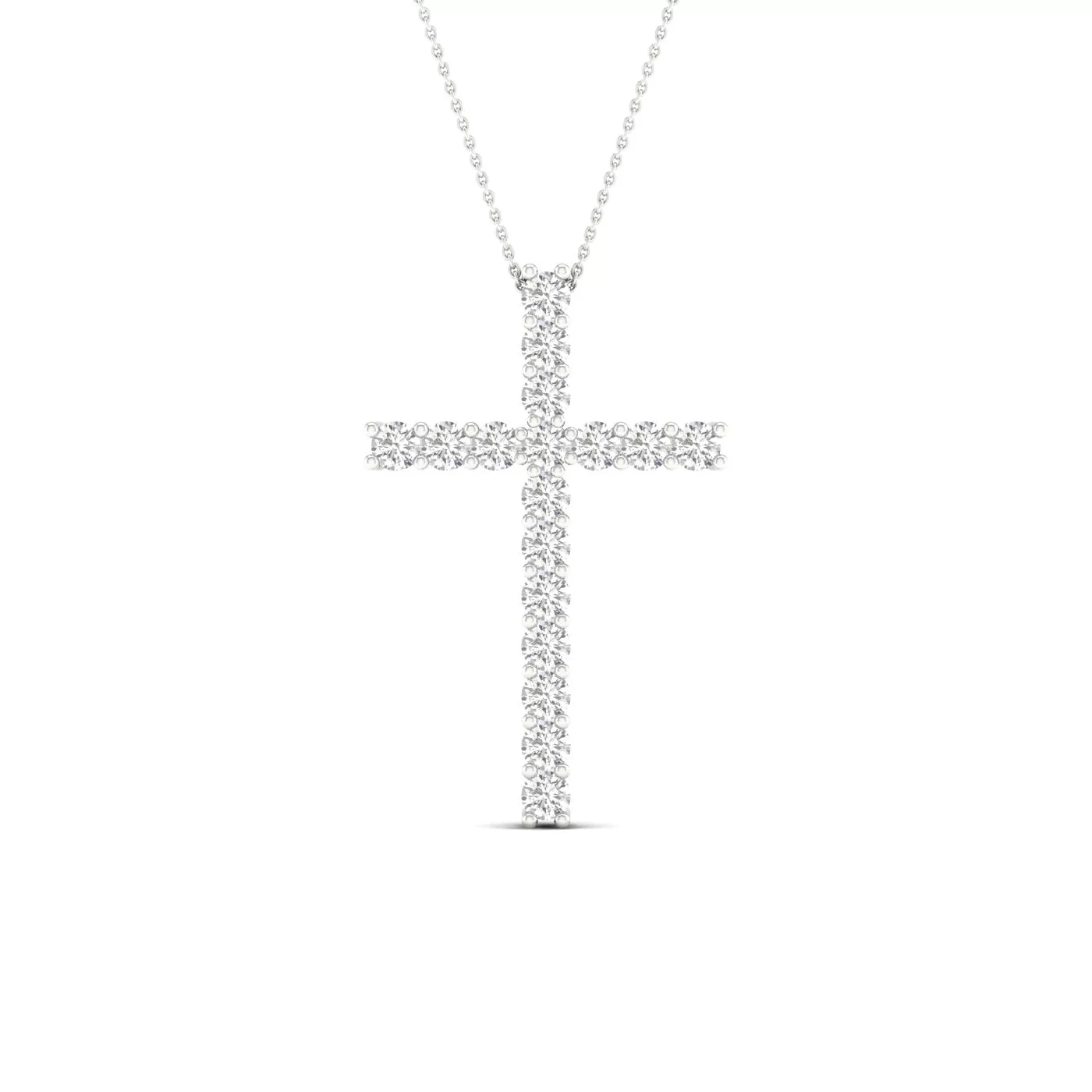 White Gold Diamond Cross With Chain Included