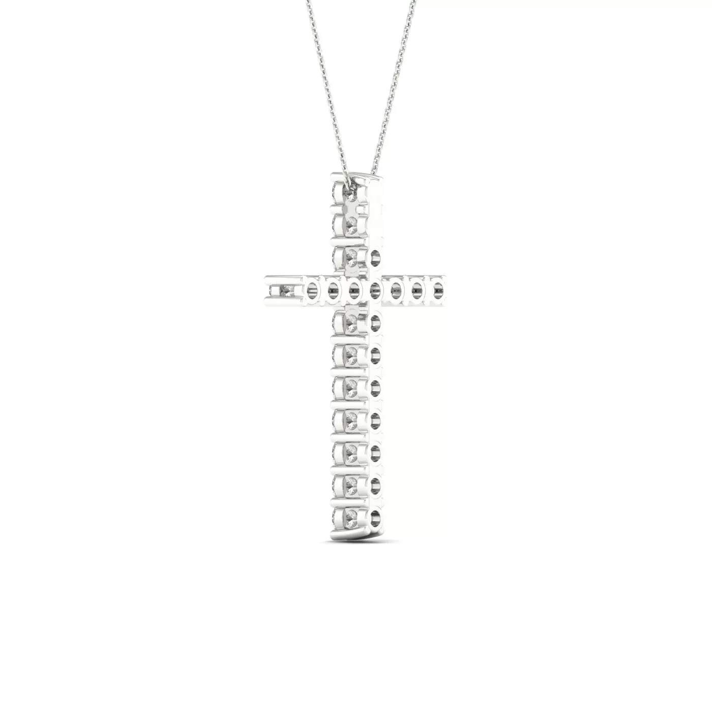 White Gold Diamond Cross With Chain Included