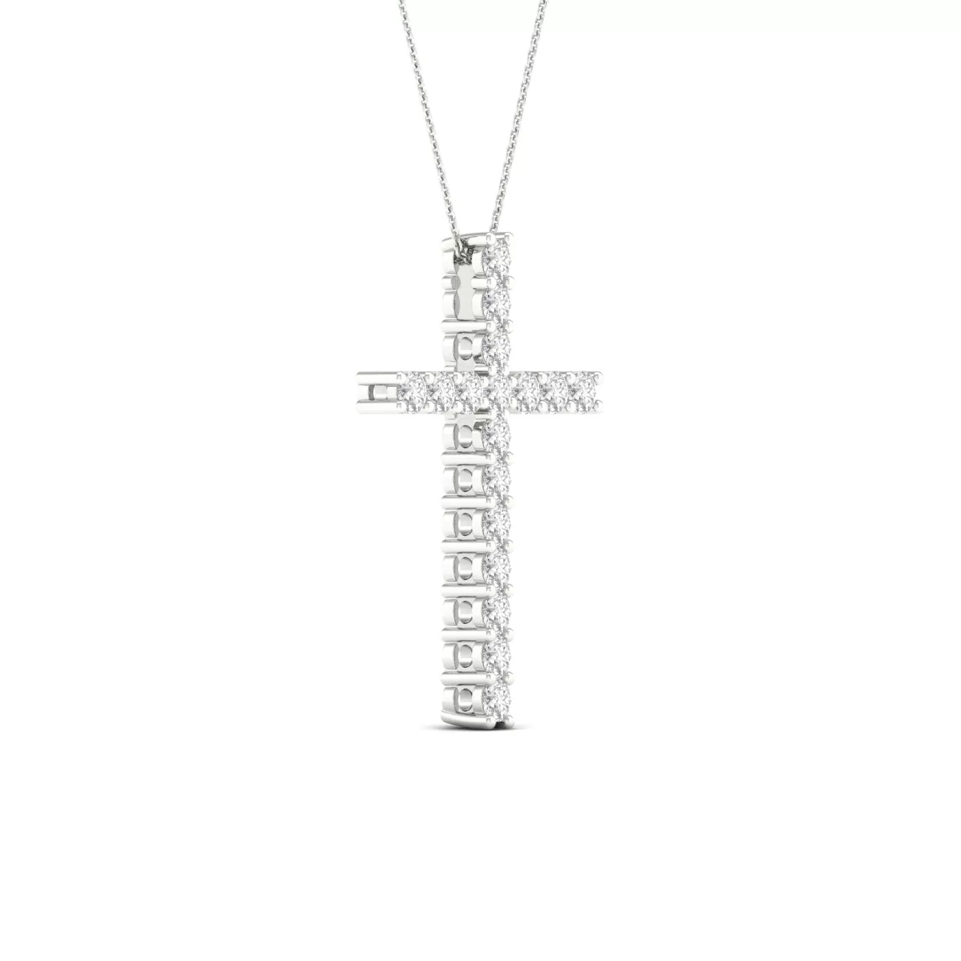 White Gold Diamond Cross With Chain Included