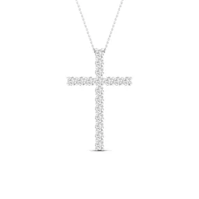 White Gold Diamond Cross With Chain Included