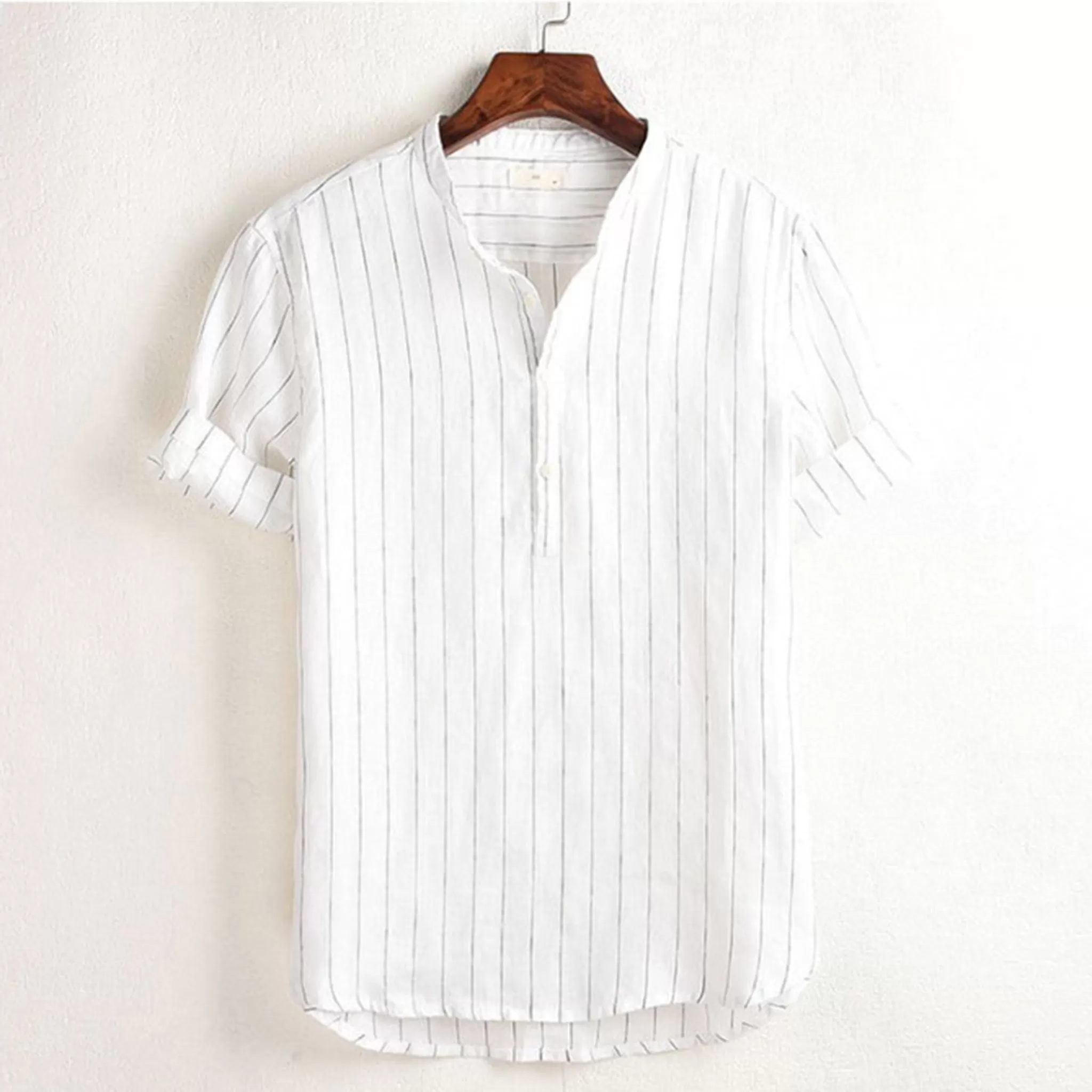 White Stripe linen holiday shirt for men