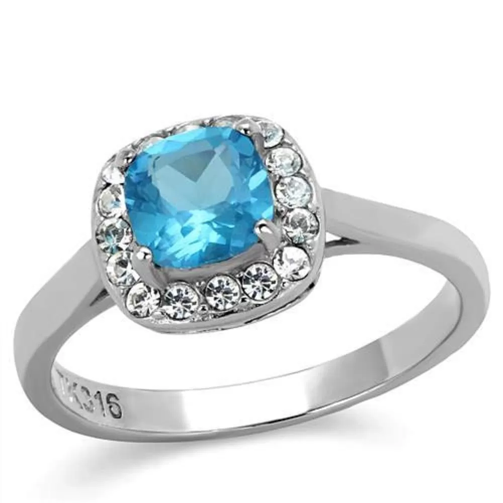 WildKlass Stainless Steel Ring High Polished (no Plating) Women Synthetic Sea Blue