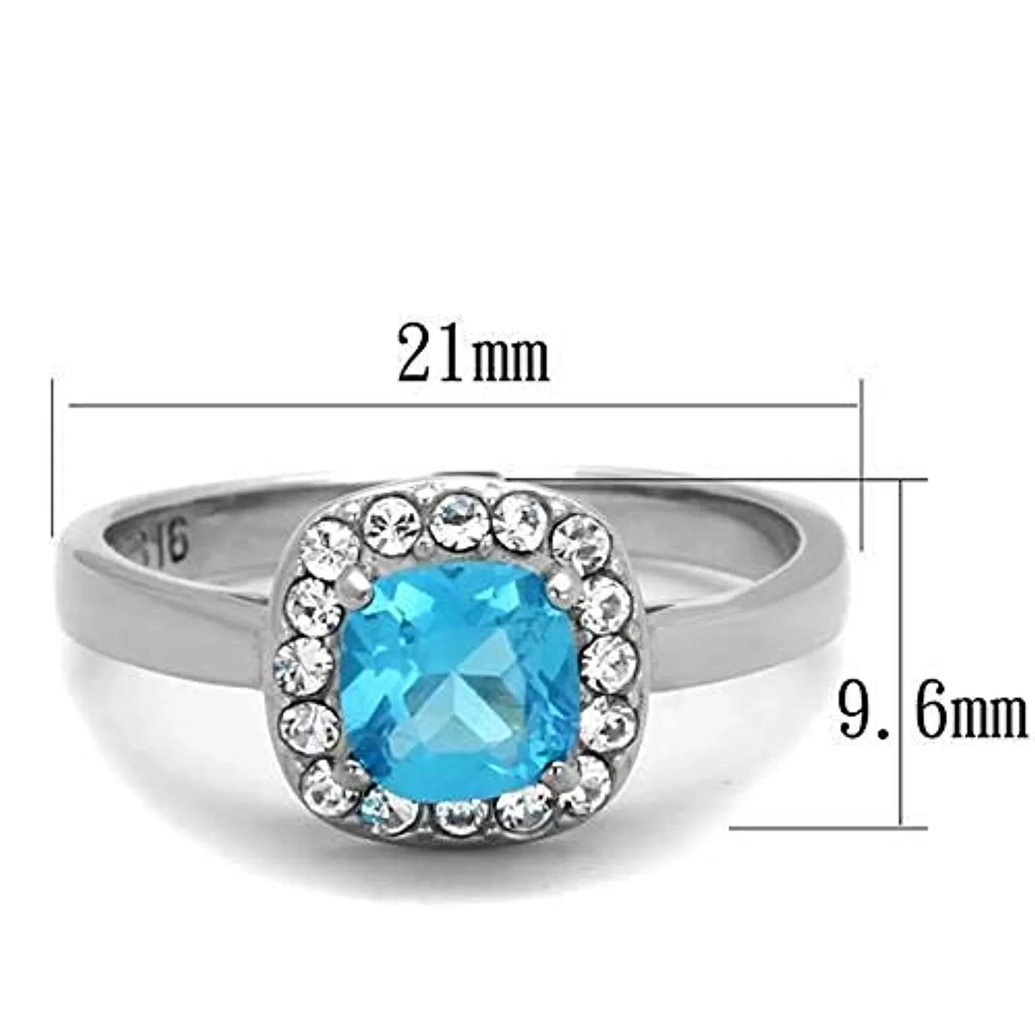 WildKlass Stainless Steel Ring High Polished (no Plating) Women Synthetic Sea Blue