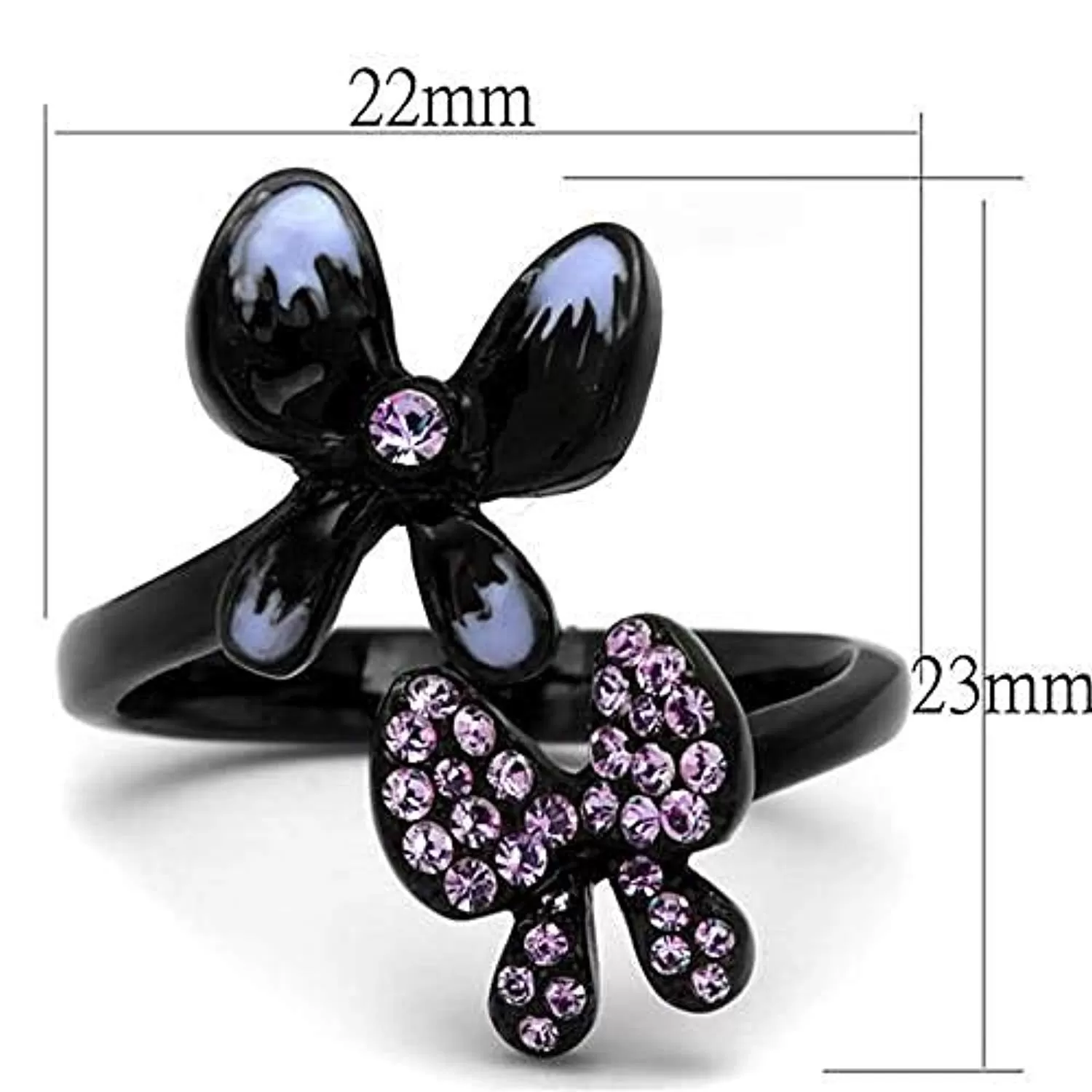 WildKlass Stainless Steel Ring IP Women Top Grade Crystal Light Amethyst