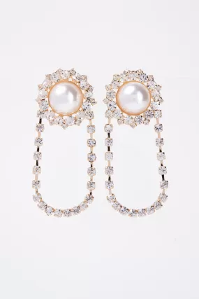 Willow Crystal Rhinestone Loop Earrings - Gold