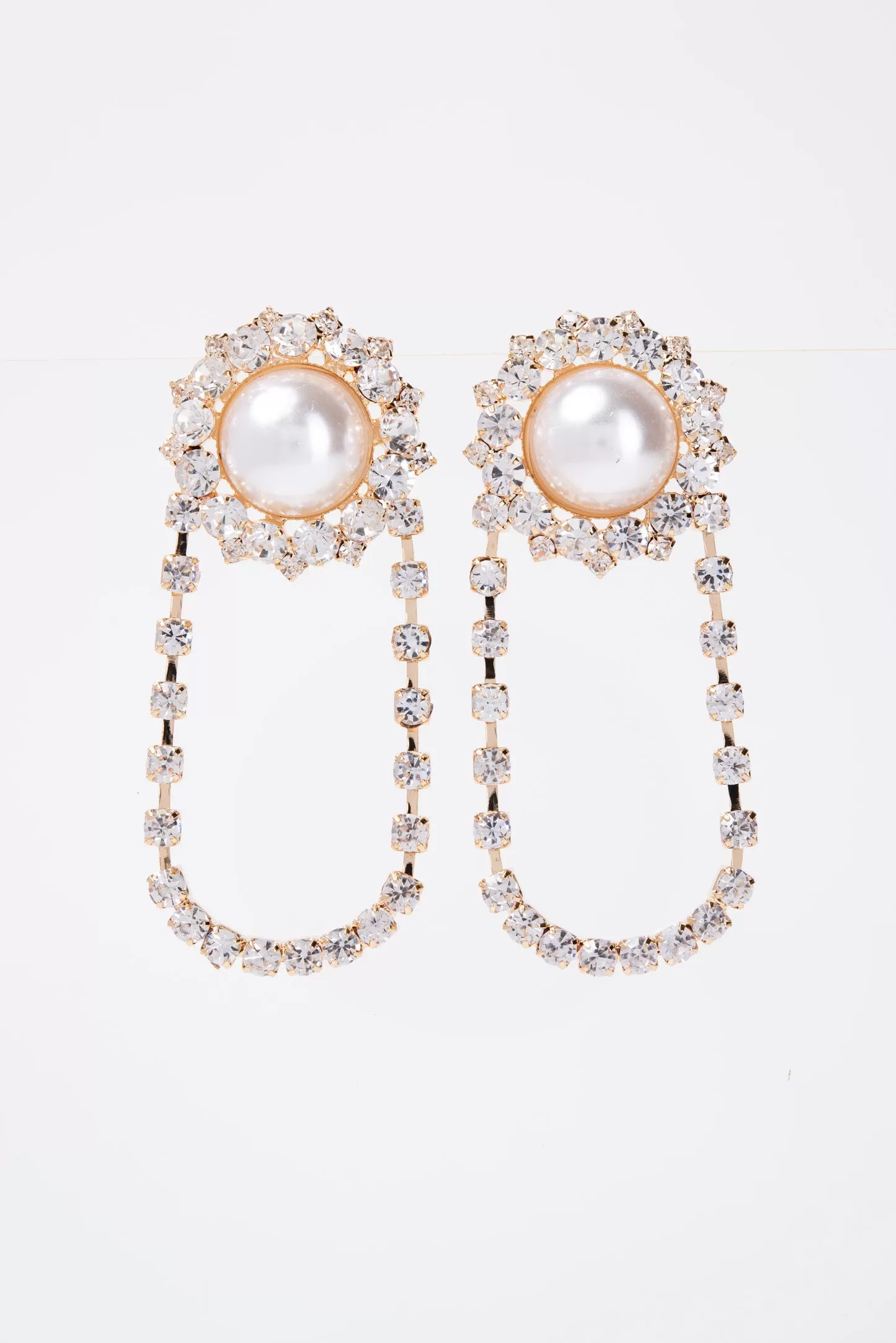 Willow Crystal Rhinestone Loop Earrings - Gold